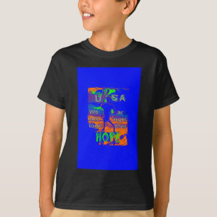 United Staaten Psychedelic Hope: Blue Unity Art T-Shirt