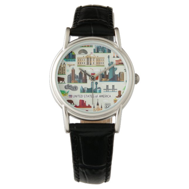 United Staaten Symbols Pattern Armbanduhr (Vorderseite)
