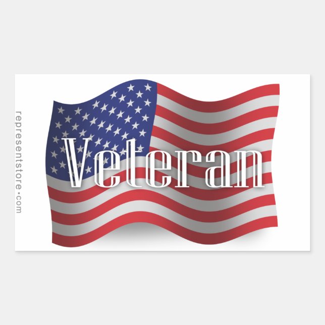 United Staaten Veteran Waag Flag Rechteckiger Aufkleber (Vorderseite)