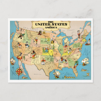 United Staaten Vintag Map Postkarte