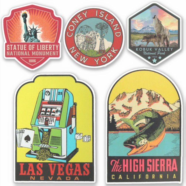 United Staaten Vintag Style Travel Stickers Aufkleber (Vorderseite)