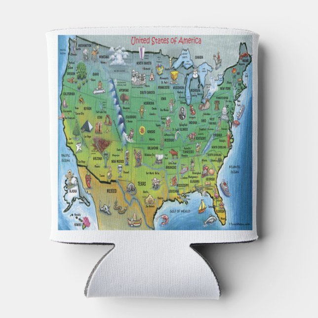 United Stated America Cartoon Map Dosenkühler (Rückseite)
