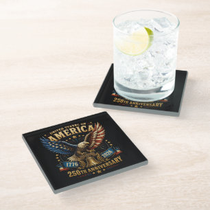 United States America 250. Jubiläum Adler Glasuntersetzer