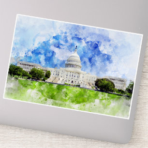 United States Capitol in Washington DC Aquarell Aufkleber