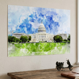 United States Capitol in Washington DC Aquarell Poster