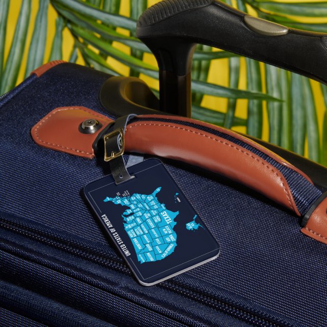 United States Map Teal Minimal Design Gepäckanhänger (Vorderseite Insitu 1)