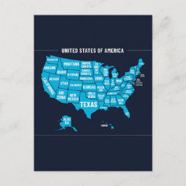 United States Map Teal Minimal Design Postkarte