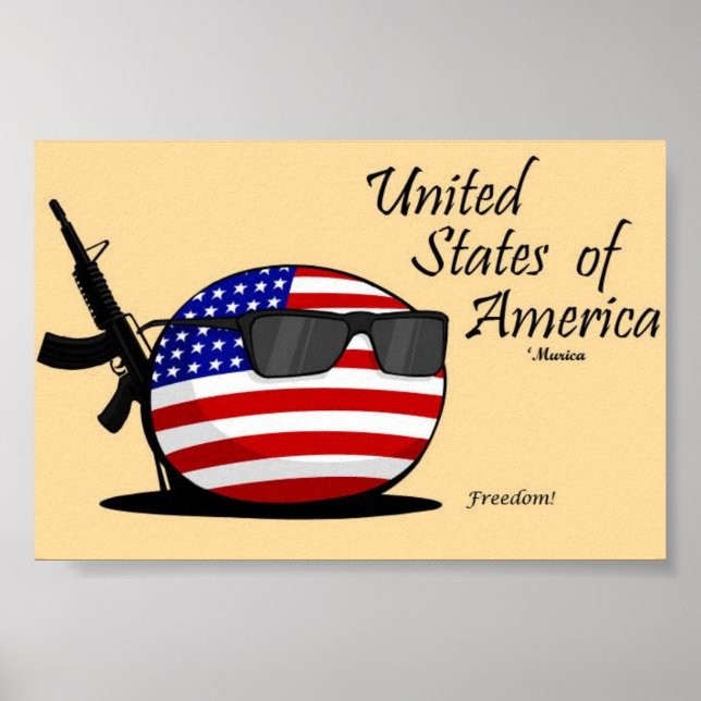 United States of America (USA) Countryball Poster (Vorne)