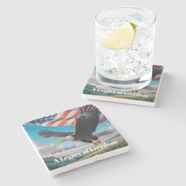 United States Semiquincentennial Eagle • 1776–2026 Steinuntersetzer (Seitenansicht)