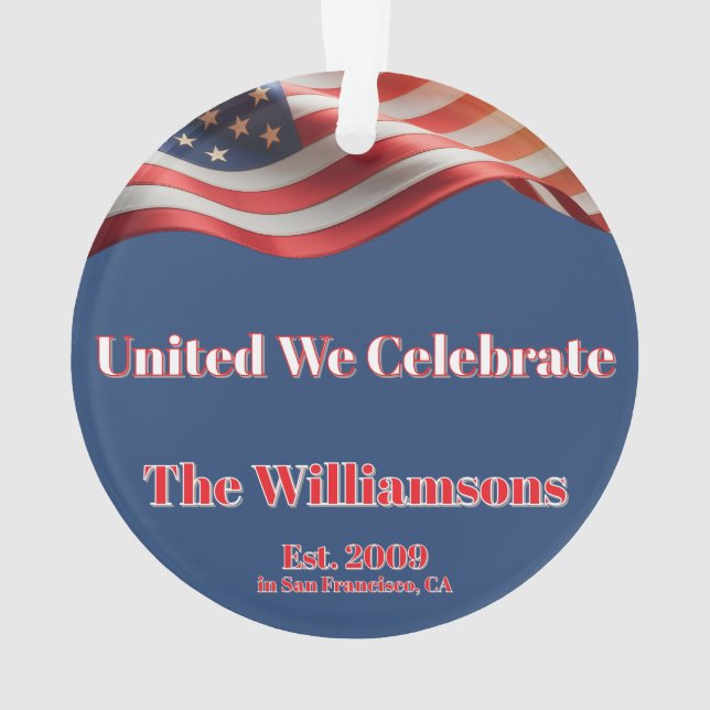 United We Celebrate • 1776–2026 Family Keepsake Ornament (Rückseite)