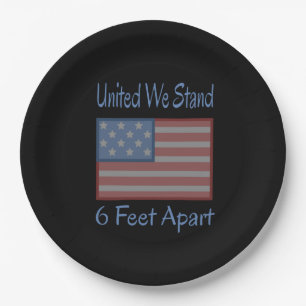 United We Stand 6 Feet Apart USA Flag Pappteller