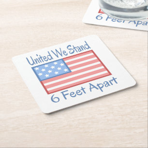 United We Stand 6 Feet Apart USA Flag Rechteckiger Pappuntersetzer