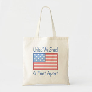 United We Stand 6 Feet Apart USA Flag Tragetasche