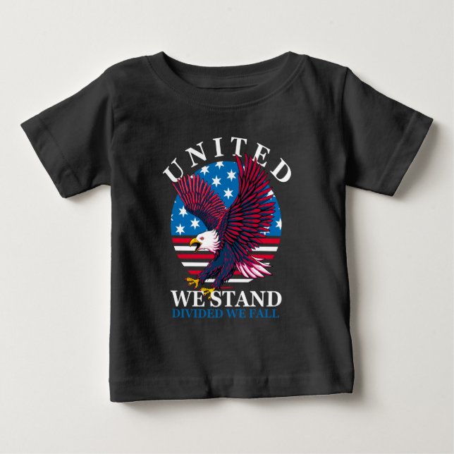 United We Stand - Adler und amerikanische Flagge Baby T-shirt (Vorderseite)