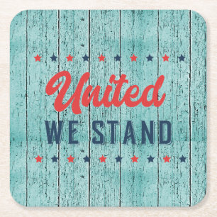 United We Stand Patriotic Rechteckiger Pappuntersetzer