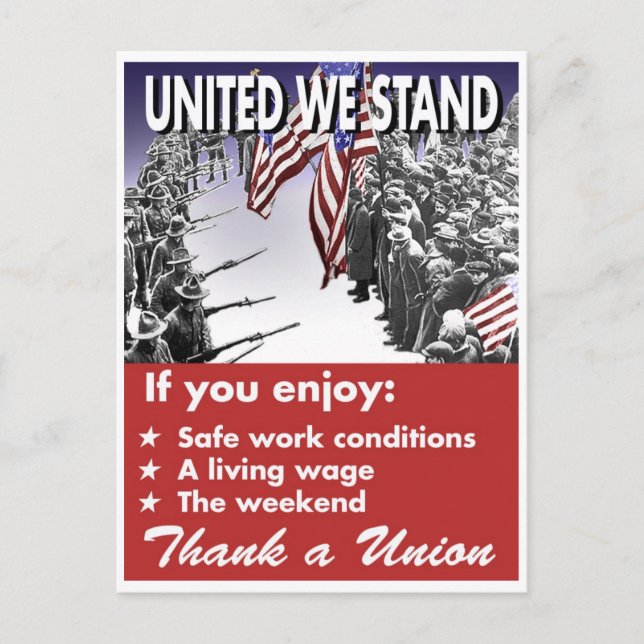 United We Stand — Pro-Gewerkschaft-Postkarte Postkarte (Vorderseite)