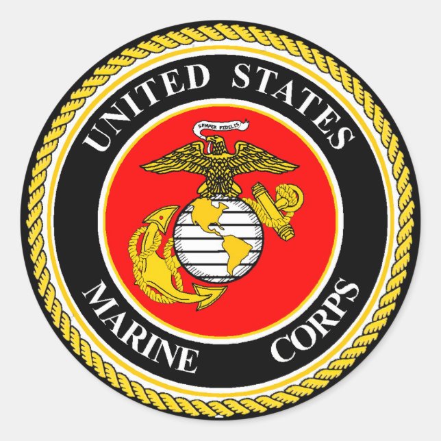 UNITES STAATEN MARINE CORPS RUNDER AUFKLEBER (Vorderseite)