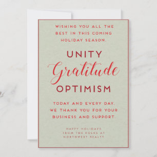 Unity, Dankbarkeit & Optimismus Business Holiday C