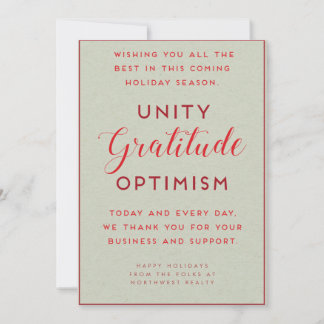 Unity, Dankbarkeit & Optimismus Business Holiday C