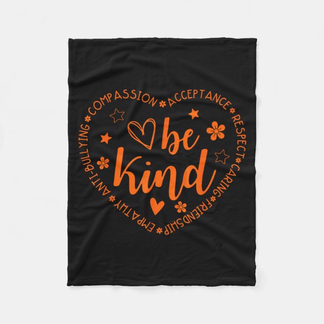 Unity Day Be Kind Kindness Orange Anti Bullying Te Fleecedecke (Vorderseite)