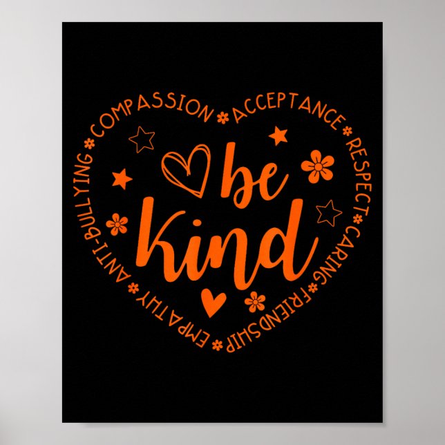 Unity Day Be Kind Kindness Orange Anti Bullying Te Poster (Vorne)