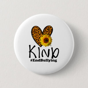 Unity Day Orange Be Kind Leopard Heart Anti Bullyi Button