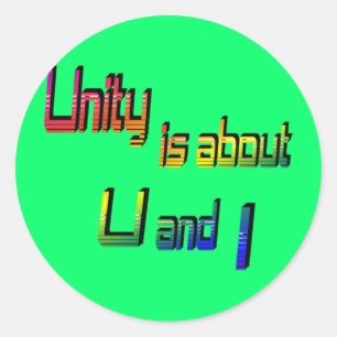 Unity dreht sich um "U" und "I Stickers" Runder Aufkleber