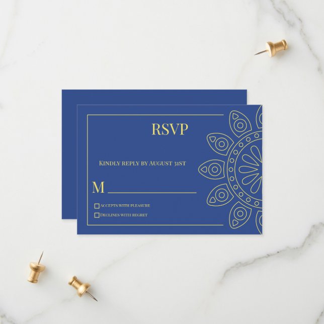 Unity in Bloom Blue Response Card Save The Date (Vorderseite/Rückseite Beispiel)