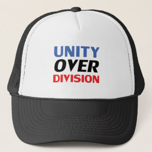 "Unity over Division", blau-rot Schwarz-weiß Truckerkappe
