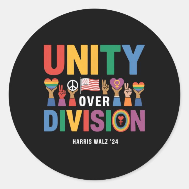 Unity over Division Pride Harris W 24 Runder Aufkleber (Vorderseite)