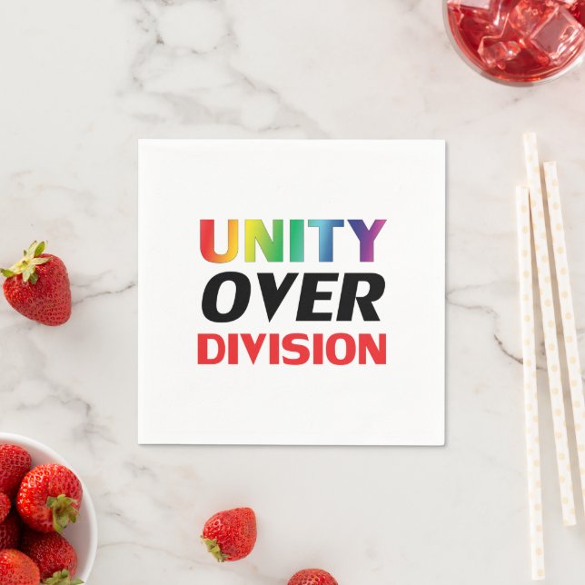 "Unity over Division" - Stolz lgbtq lgbt Whitepape Serviette (Beispiel)