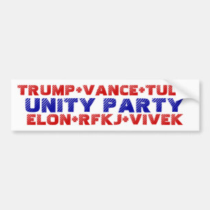 UNITY PARTY Trump Vance Tulsi Elon RFKJ Vivek Autoaufkleber