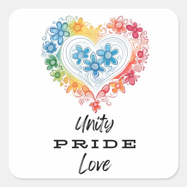 Unity Pride Liebe Quadratischer Aufkleber (Vorderseite)
