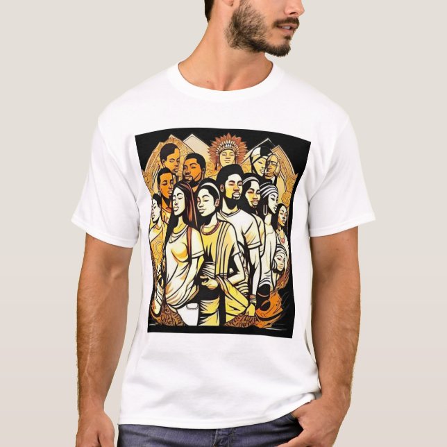 Unity Threads: Feiern Sie Diversity und Integratio T-Shirt (Vorderseite)