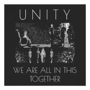 "Unity, Together", inspirierendes, weißes, graues Poster