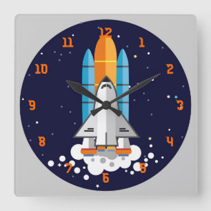 Universal Space Shuttle Quadratische Wanduhr