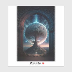 Universe Cosmic Tree Surreal Fantasy Art Aufkleber