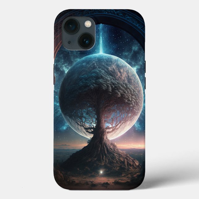 Universe Cosmic Tree Surreal Fantasy Art Case-Mate iPhone Hülle (Rückseite)