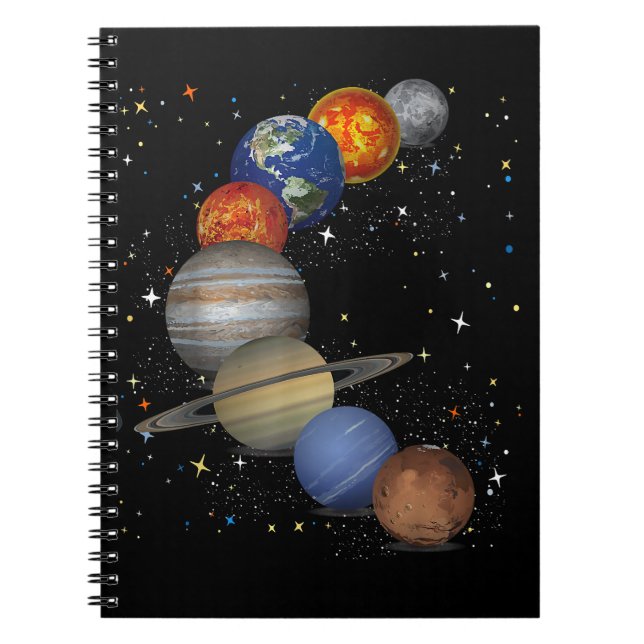 Universe Galaxy Planets Sun Astronomie Weltraum Notizblock (Vorderseite)