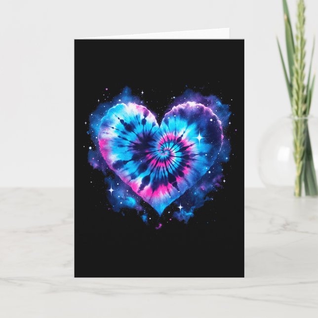 Universe Love Tie-dye Herz Tee - Hippie Valentinst Karte (Vorderseite)