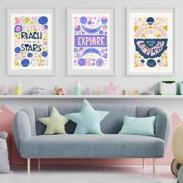 Universe Space Kids Playroom Deco Individuelle Nam Bilderwand Sets