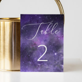 Universe Sterne. Hochzeit von lila Weltraumnachtss Tischnummer