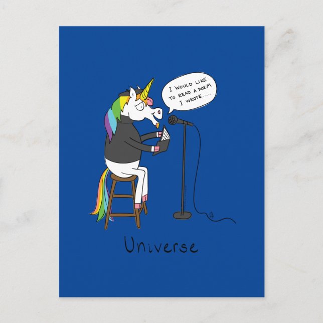 Universe Unicorading Poetry Funny Postcard Postkarte (Vorderseite)