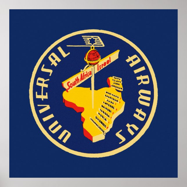 Universell Airways ~ Südafrika bis Israel Poster (Vorne)