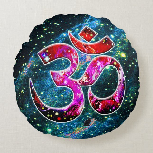 Universell OM Bodhi Rundes Kissen (Vorderseite)