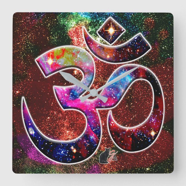 Universell OM Chi Quadratische Wanduhr (Vorderseite)