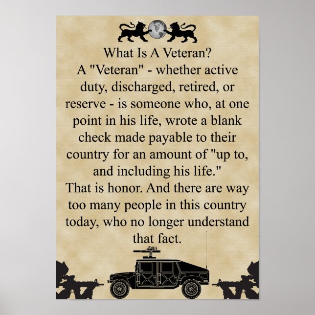 Universell Was ist ein Veteran? Poster (Vorne)