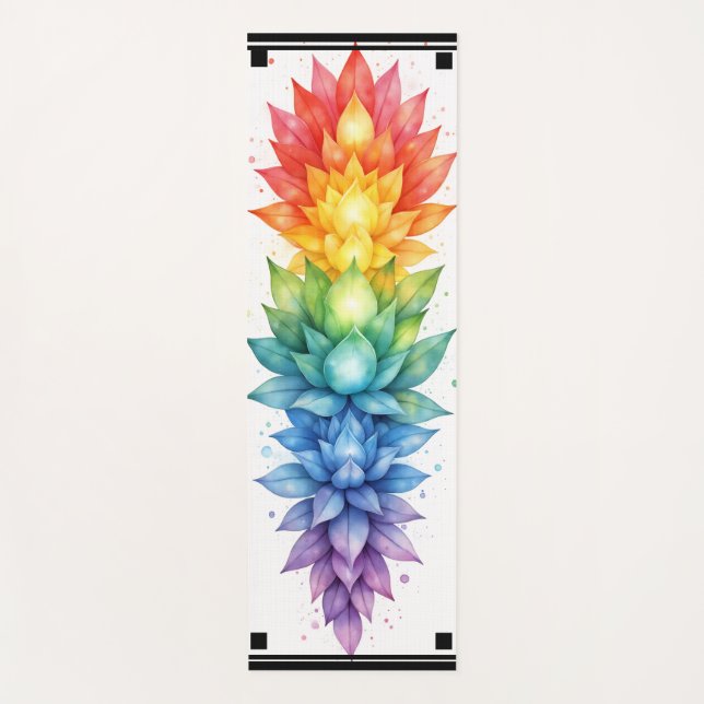 Universelle Chakra Yogamatte – Regenbogen Energie (Vorderseite)