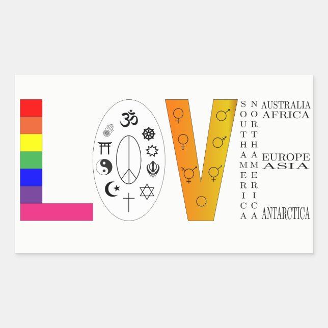 Universelle Liebe Rechteckiger Aufkleber (Vorderseite)