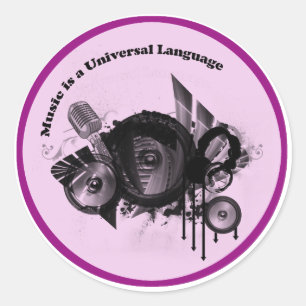 Universelle Musik Rosa Schwarz Runder Aufkleber